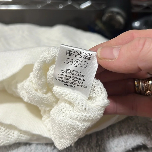 NUDE NWT Open Knit Sweater with Puff Sleeve in Ivory Size Small - Picture 12 of 12